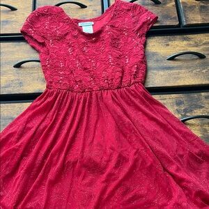 Bonnie Jean Red Lace Formal Kids Dress